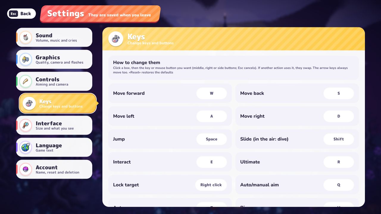 PokeBonk English keyboard settings with movement and action bindings